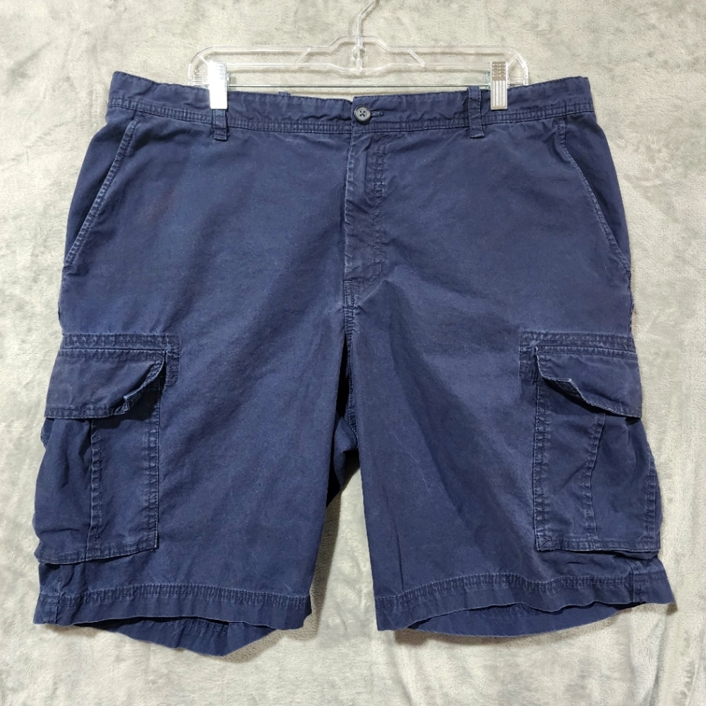 Izod Seaside Poplin Men's Shorts Blue 40 Cargo Utility Casual Pockets Cotton